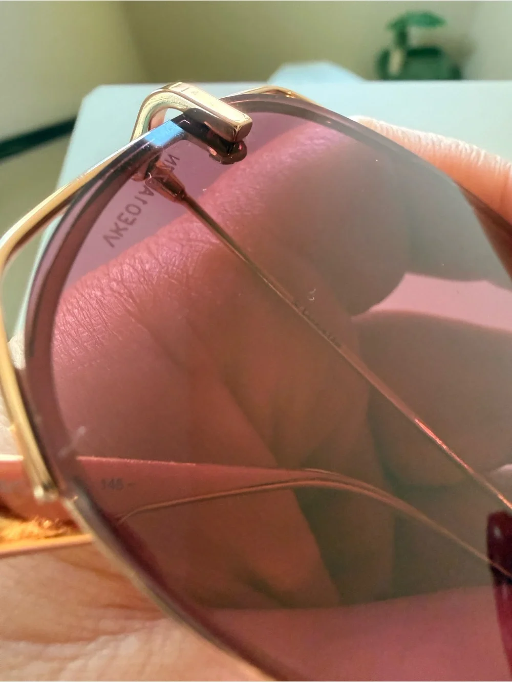 Dior Women's Sunglasses with Pink Lenses and Gold Frame